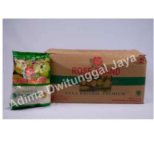 Gula Putih / White Sugar / Gula Premium Rose Brand 20x1 Kg - Karton