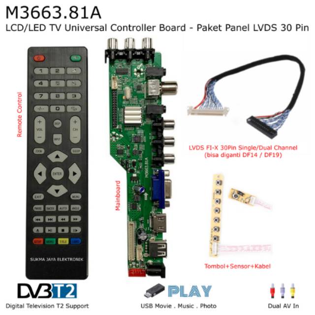 PAKET PANEL MONITOR UNIVERSAL BOARD LED LCD TV DVB T2