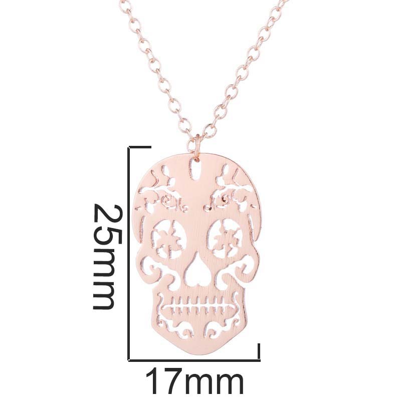 Kalung Rantai Bahan stainless steel Desain Tengkorak hollow Gaya Eropa Amerika Untuk Halloween