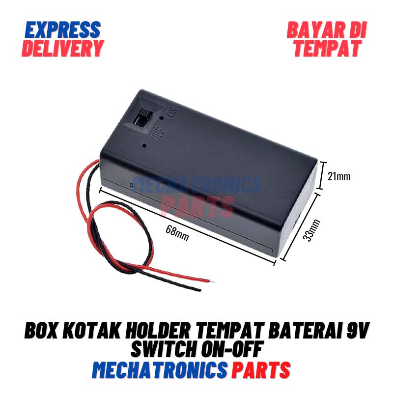 [5693] Box Batere Kotak 9V Holder Battery Tempat Baterai 9V Switch On-Off