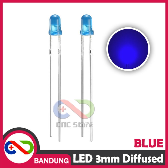 10PCS LED 3MM F3 SUPER BRIGHT BLUE BIRU DIFFUSED