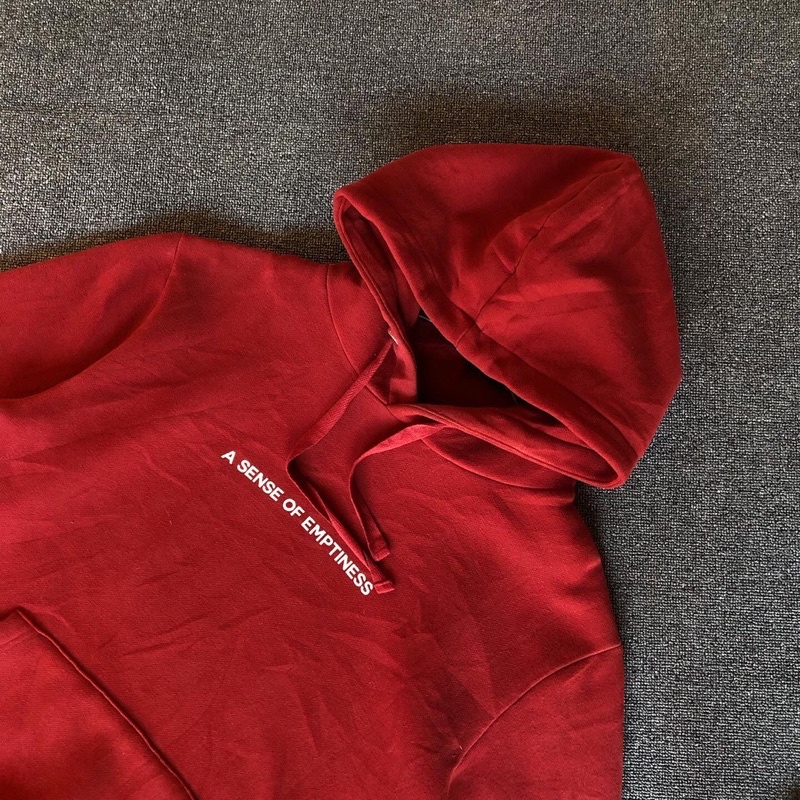 jaket hoodie fashion merah quotes tebal second