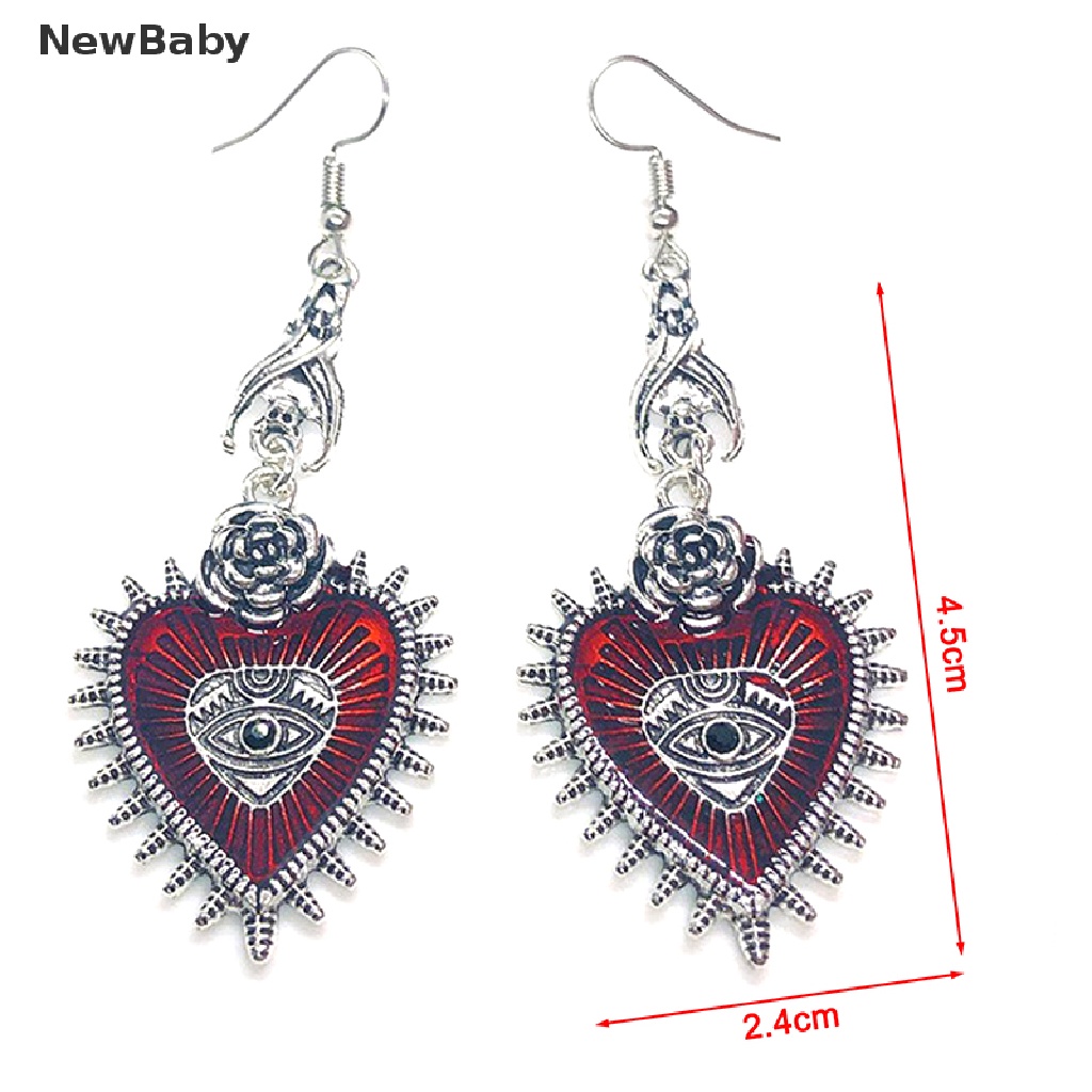 NewBaby Dark Goth Drop Earring Jewelry Blood Rose Heart Oil Bat Gothic Earrings ID