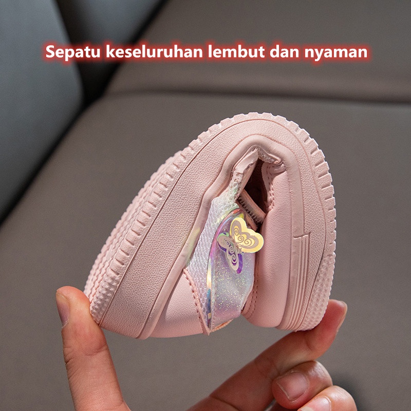 【ready stock】Sepatu anak perempuan sekolah velcro Kartun 4-15 tahun