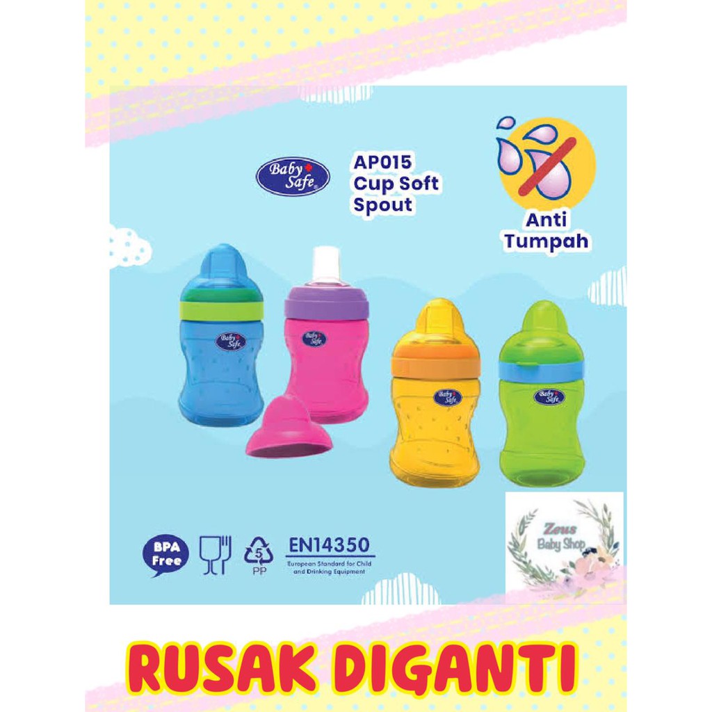 TRAINING CUP SIPPY CUP GELAS CUCUPAN BOTOL DOT SILIKON Cup Soft Spout 200 ml Baby Safe AP015