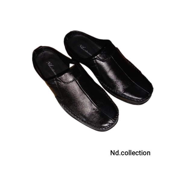 Sepatu sandal slop bustong slip on pria kulit sapi asli berkualitas ND_3color