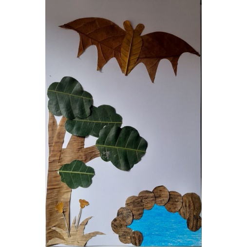 kolase daun kolase hewan mozaik daun diy kolase