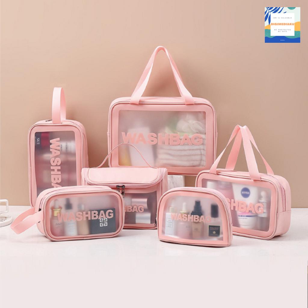 Tas Kosmetik Tas WASHBAG Travel Pouch Make Up Organizer Transparan Waterproof Portable WASHBAG Murah Bagus