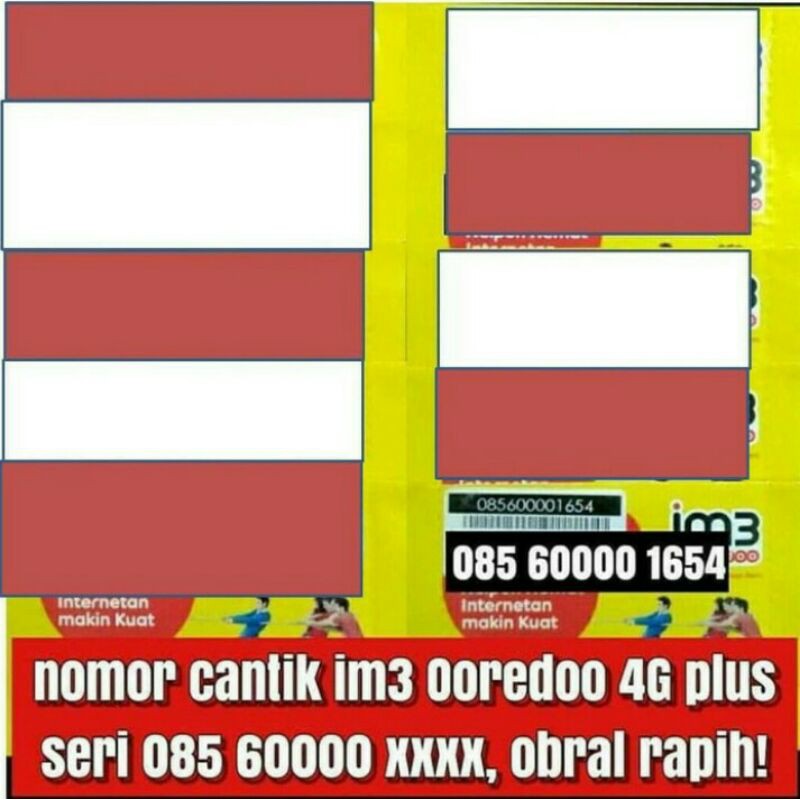 No Cantik Kartu Perdana IM3 Ooredo 4G Indosat - Im3