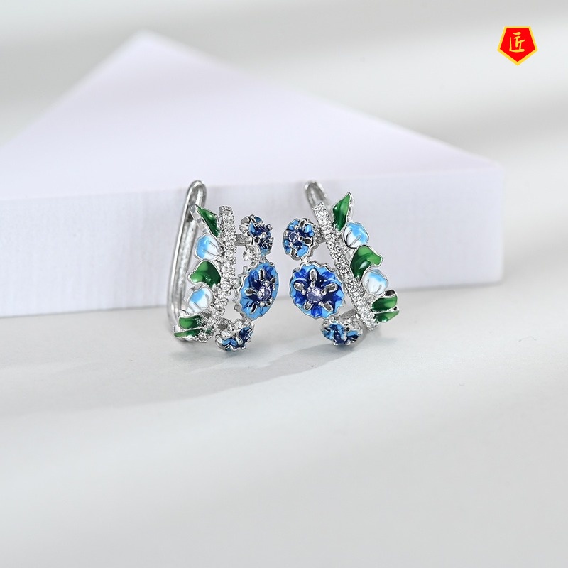 [Ready Stock]Fashion Elegant Flowers Ring Earrings Set