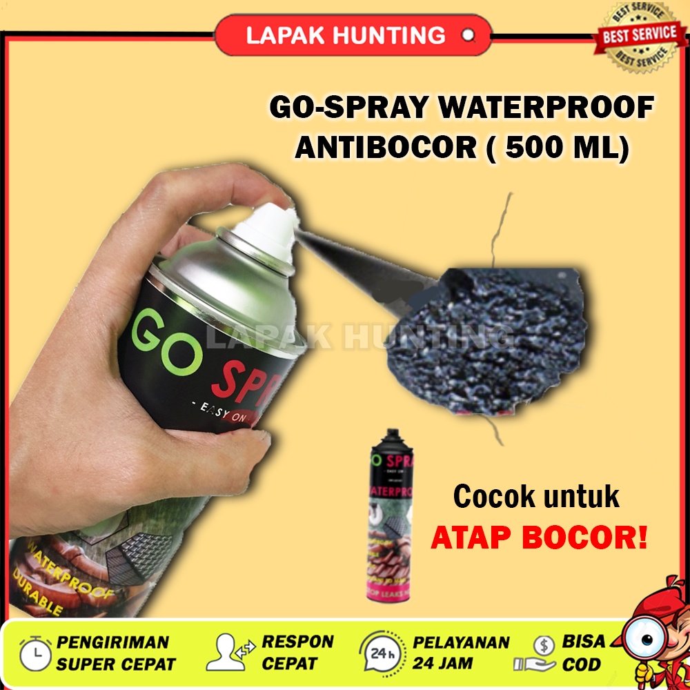 GO SPRAY WATEPROOF 500ML SEMPROTAN ANTI BOCOR TAHAN AIR RUBBER SEALANT UNTUK ATAP DINDING PIPA BERLU