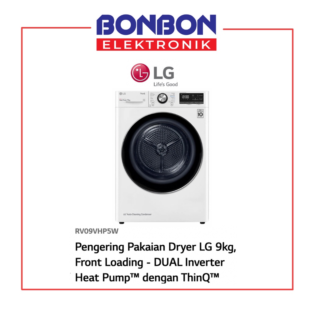 LG Dryer 9KG RV09VHP5W / Pengering Pakaian Dual Inverter Heat Pump