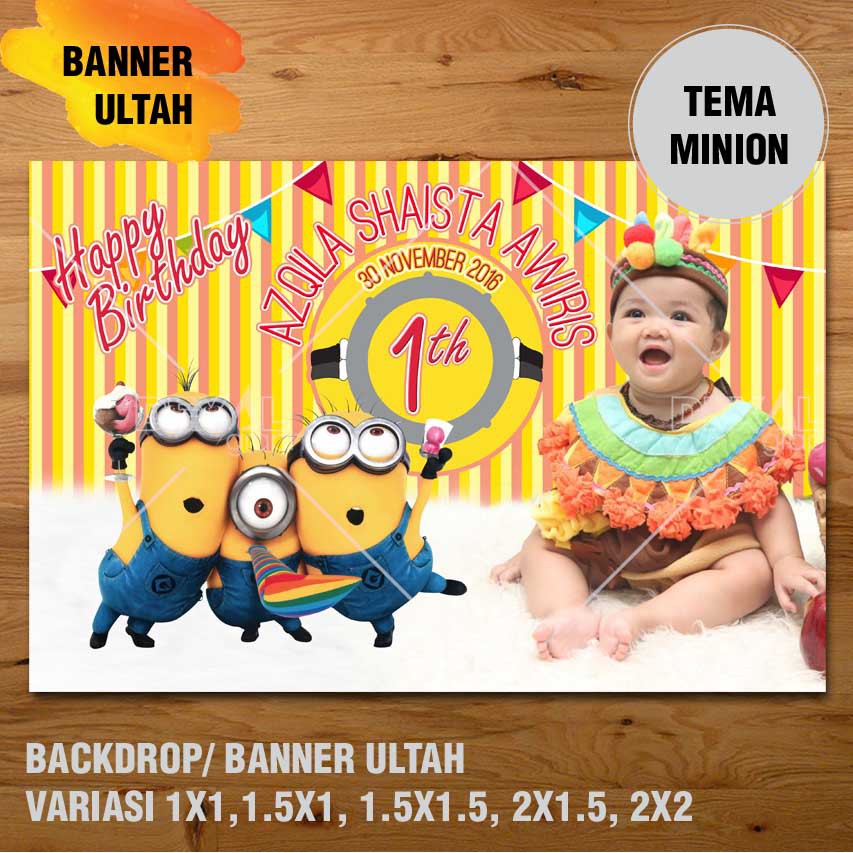 Minion Banner Backdrop Spanduk Ulang Tahun Ul Tah Xm Xxxm Shopee Indonesia