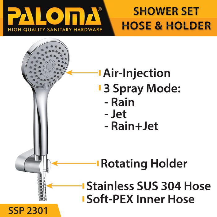 PALOMA SSP 2301 Shower Set Handshower Mandi Hand Head Kepala Air Paket