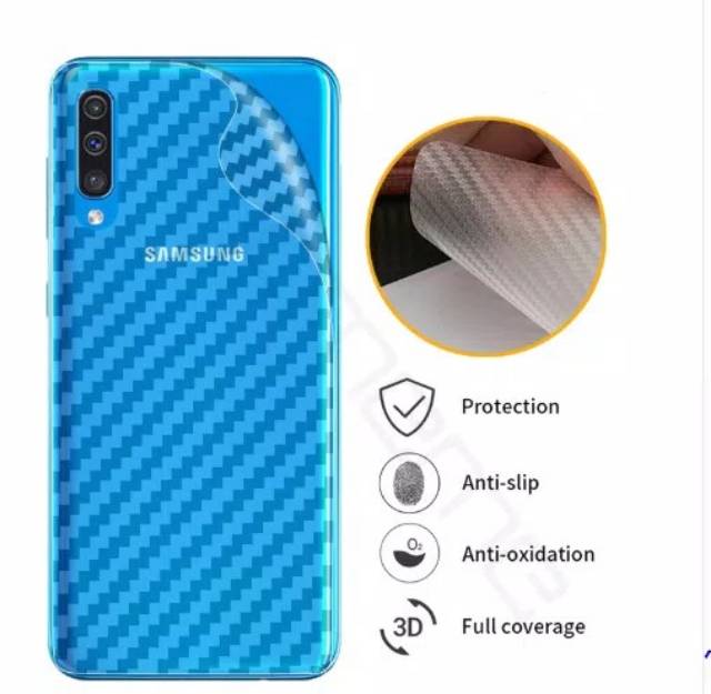 carbon fiber Samsung A30 2019 back screen guard anti gores BELAKANG