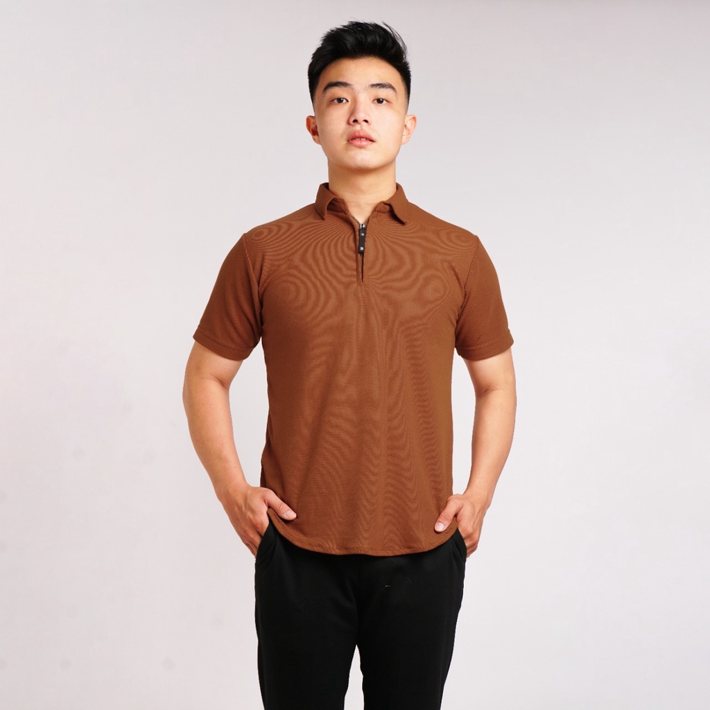 Kaos Kerah Polo Shirt Pria Polos Lengan Pendek Original Broguy - Light Brown