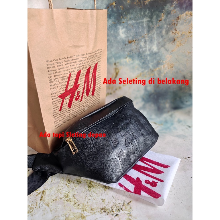 TAS PRIA / WANITA TERBARU. WaistBag Kulit H&M Premium Ori / Tas Pinggang HM ORI FREE DUSTBAG