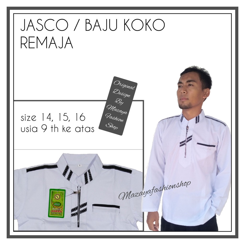 JASCO / BAJU KOKO REMAJA PUTIH LIST HITAM