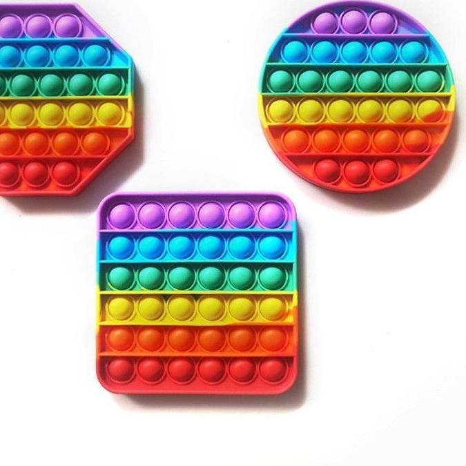 ➯ push pop it murah fidget toy rainbow mainan anak bubble sensory ♀