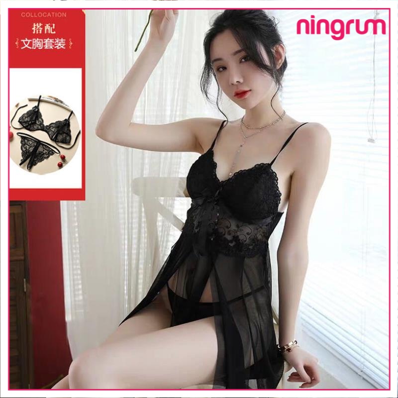 Ningrum Pakaian Dalam Wanita Lingerie Sexy Set Lingerie &amp; G String Lace Fashion Model Sexy Charm Tanpa Lengan Import - 4029