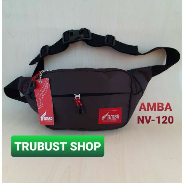 tas selempang pinggang waist bag sling bag coklat AMBA NV-120