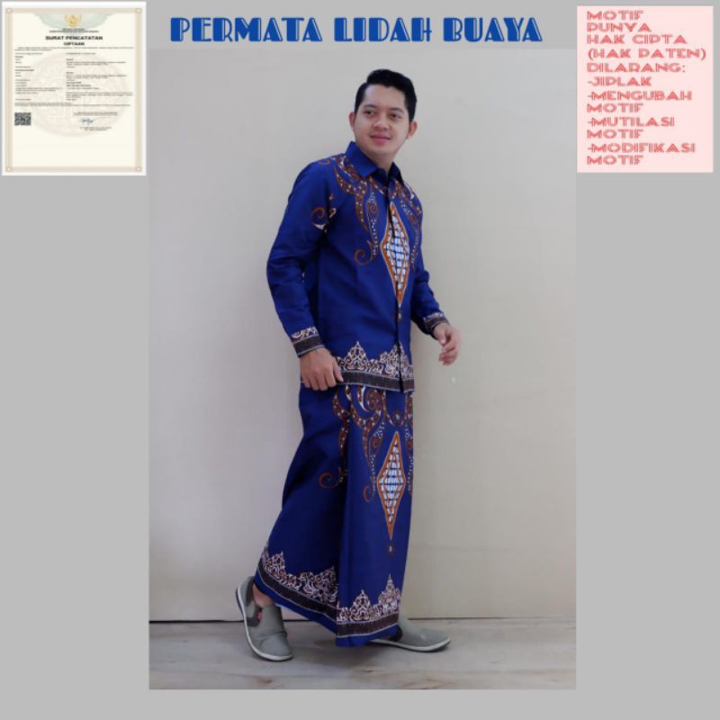 PERMATA BIRU PREMIUM WG A001 . BAJU KOKO LENGAN PANJANG SETELAN SARUNG BATIK SOLO