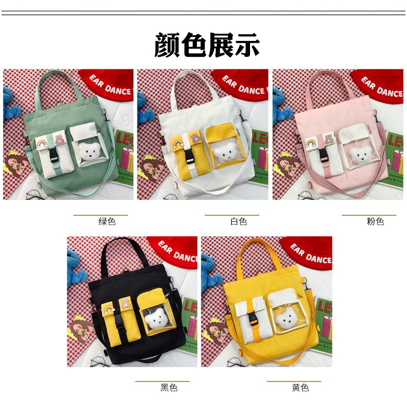 TC-62 tas canvas ransel selempang wanita 2 in 1 import korea jepang bear beruang