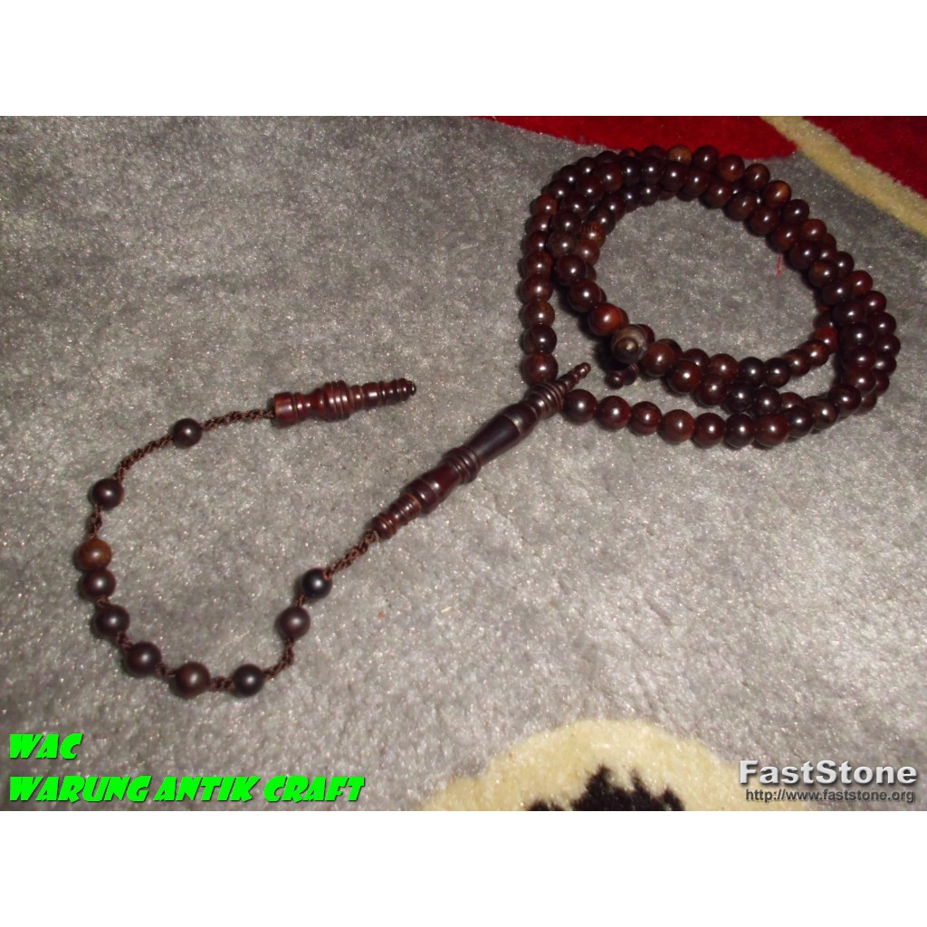 Tasbih Kayu Stigi Darat Wulung 99 Biji 10 mm