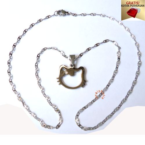 PROMO Gratis Kotak Perhiasan dan Bonus Anting - Kalung Titanium Anti Karat Cutie Frame Kalung Wanita Rantai Pecah Kopi Model Terbaru - Lovelybutik