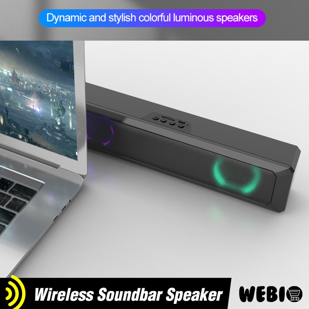 Speaker Bluetooth B20 Spiker Aktif Mini Soundbar Full Bass Portable Speker Blutut RGB LED Portabel