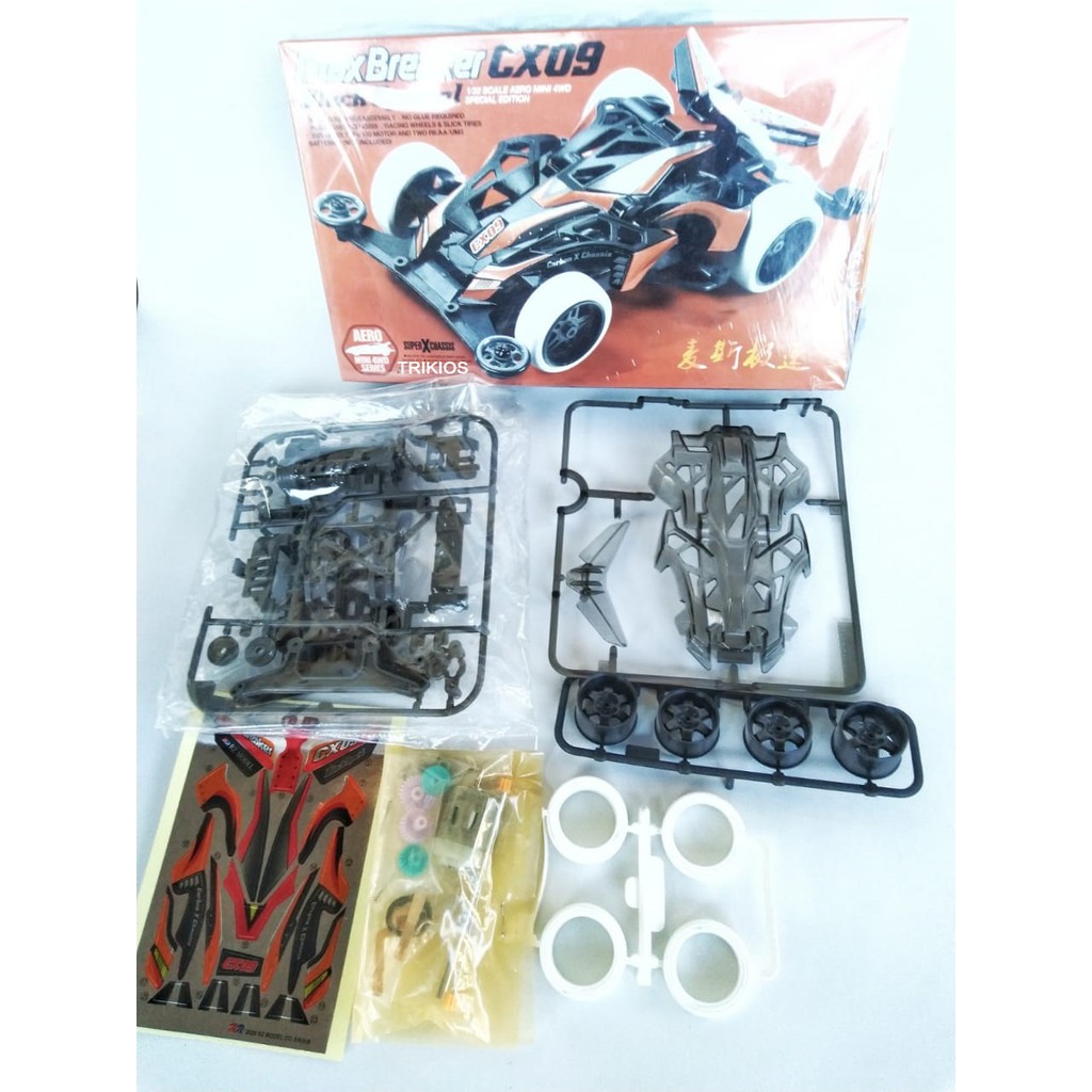 Rep. Tamiya Mini 4wd Merk Ruize Max Breaker CX09 Black Special Super X Chassis
