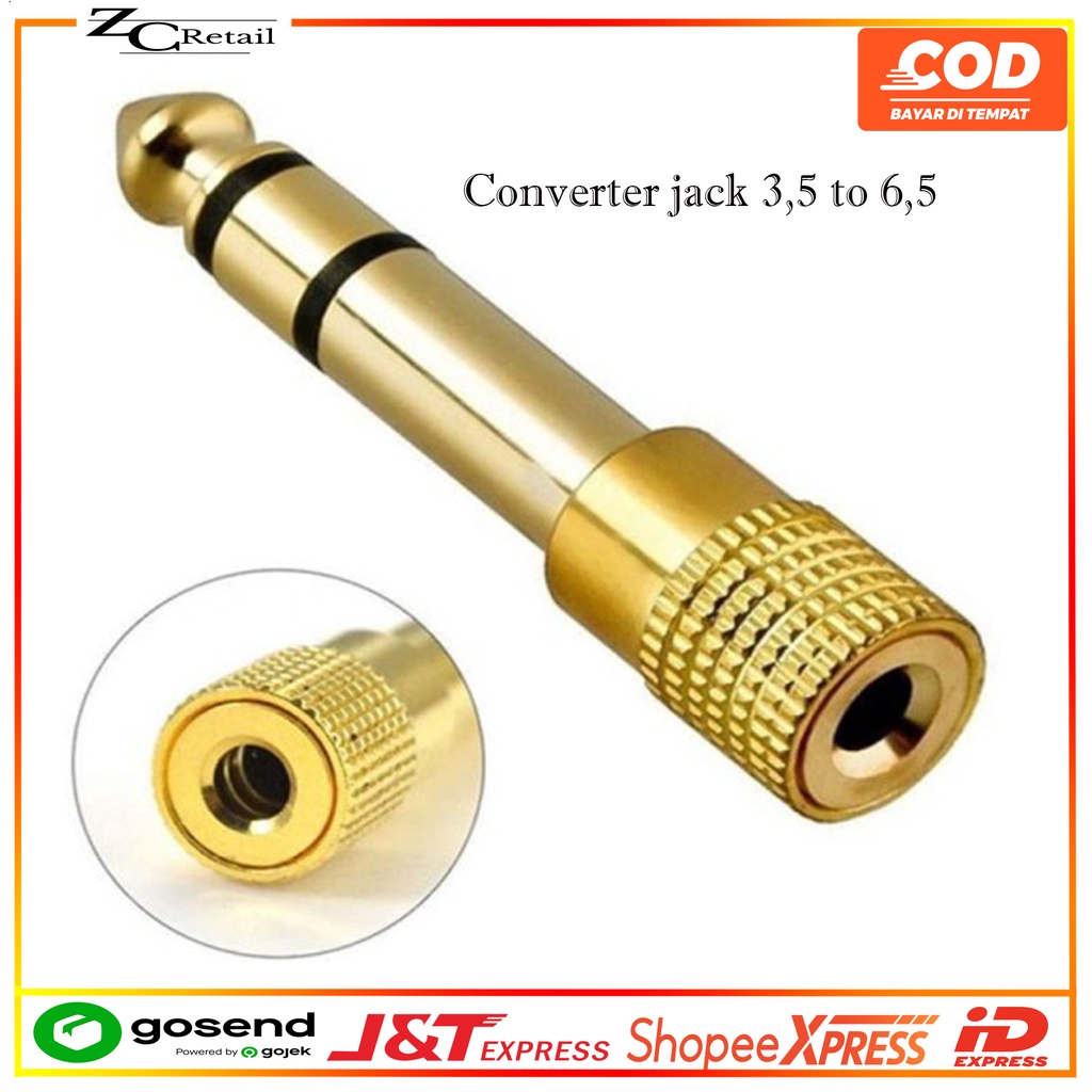 CONECTOR CONNECTOR  KONEKTOR CONVERTER AUDIO 6.5 MALE TO 3.5 FEMALE GENDER AUDIO SOUND