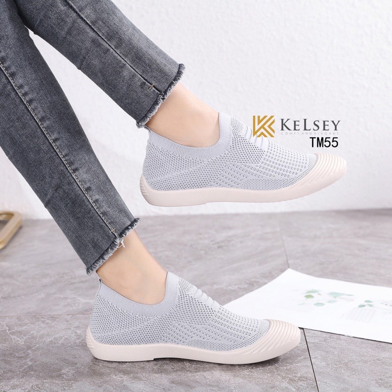 (GRATIS ALAS KAKI) RESTOCK!!  NICOLE SEPATU SLIP ON KELSEY TM55 SEPATU FLYKNIT SHOES FLAT SEPATU WANITA IMPORT