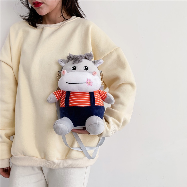 Tas Selempang Beruang/Tas Boneka Beruang/Tas Beruang Bahan Plush Bentuk Kartun Beruang Gaya Korea