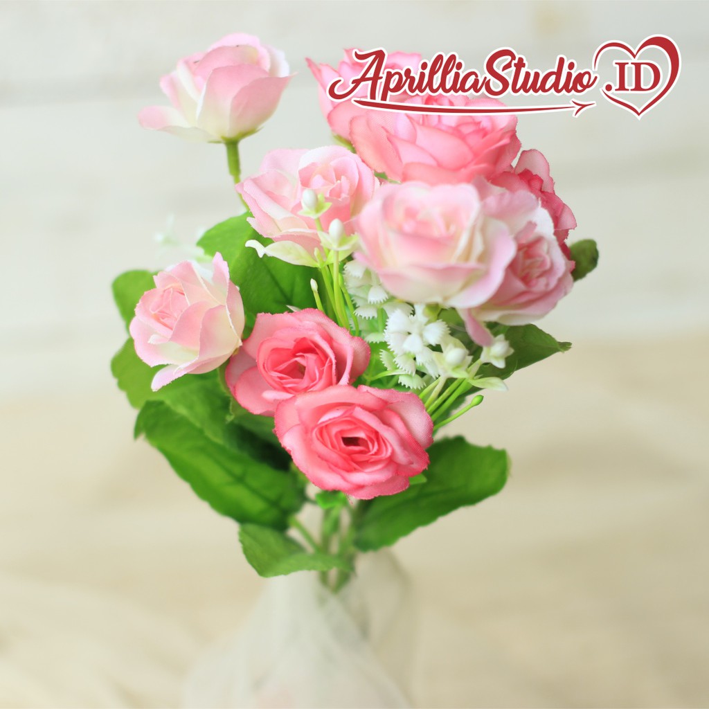 Bunga Artificial Rose 12 - Pink