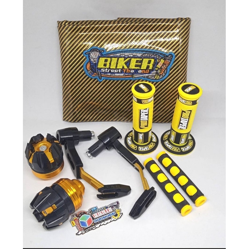 PROMO PAKET 5 ITEM #JOK KARBON+PROGUARD ROBOT+GRIP PROTAPER NEW+JALU AS RODA+KARET HENDEL REM# UNIVERSAL SEMUA JENIS MOTOR