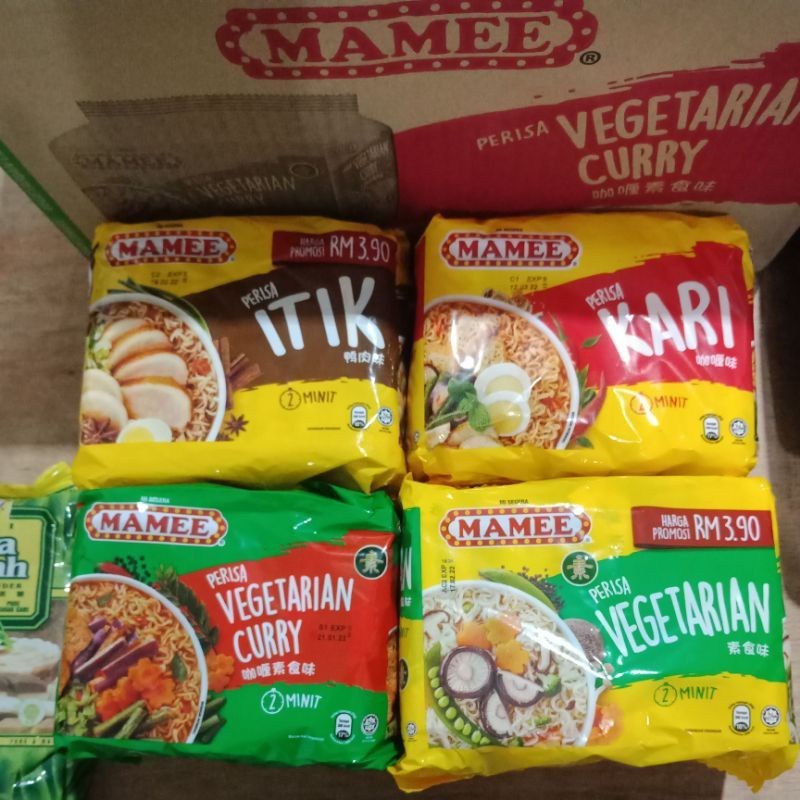 

Ready Mamee Mie Instant 1Pack isi 5bungkus Rasa Ayam / Kari / Itik /Vegetarian kari curry impor