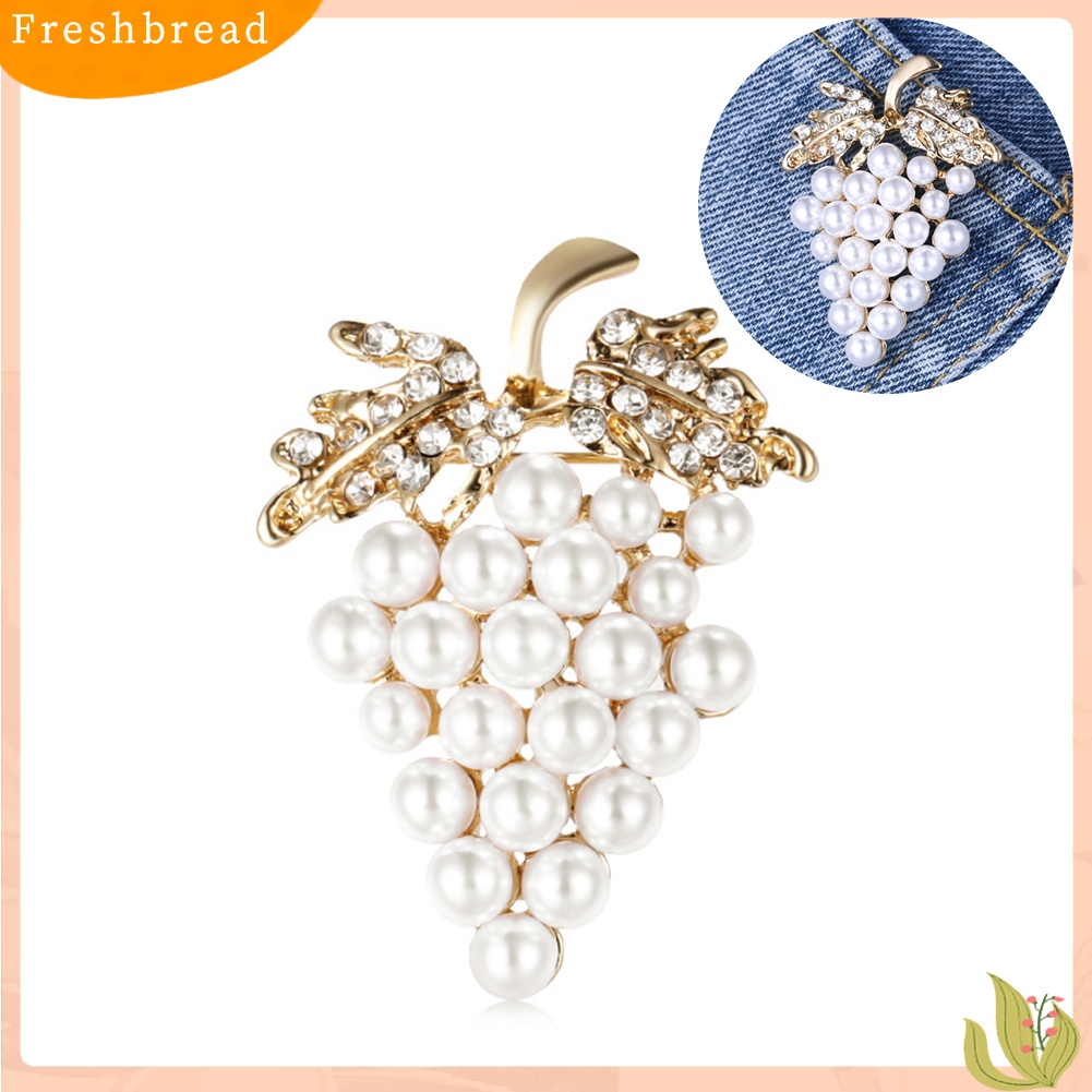 Terlaris Elegant Women Faux Pearl Rhinestone Grapes Brooch Pin Dress Scarf Accessory