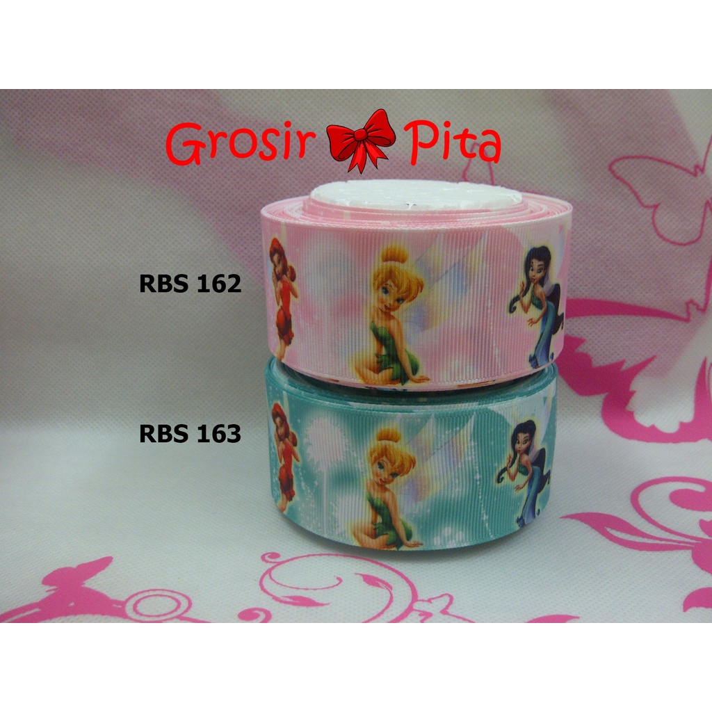 

(25 yard) Pita Grosgrain Motif Tinkerbell RBS 162,163 | Toko Bahan Craft | Grosir Pita