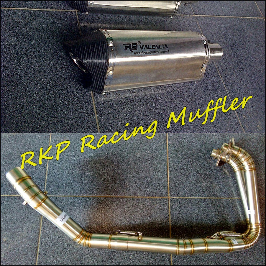 Knalpot R9 valencia stainless steel untuk motor CBR250RR - Ninja 250 R / Fi - R25 - MT25