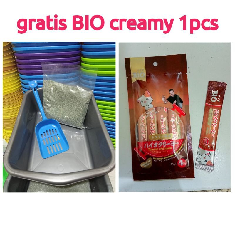 Paket Bak Pasir Gratis Snack Kucing BIO Creamy