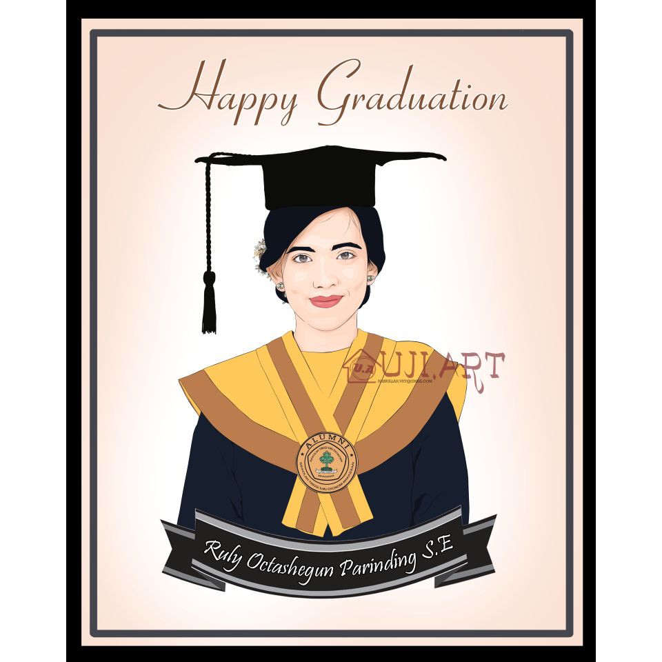 Kado Wisuda Anniversary Ultah Ilustrasi Wajah Lukisan Vector Vexel