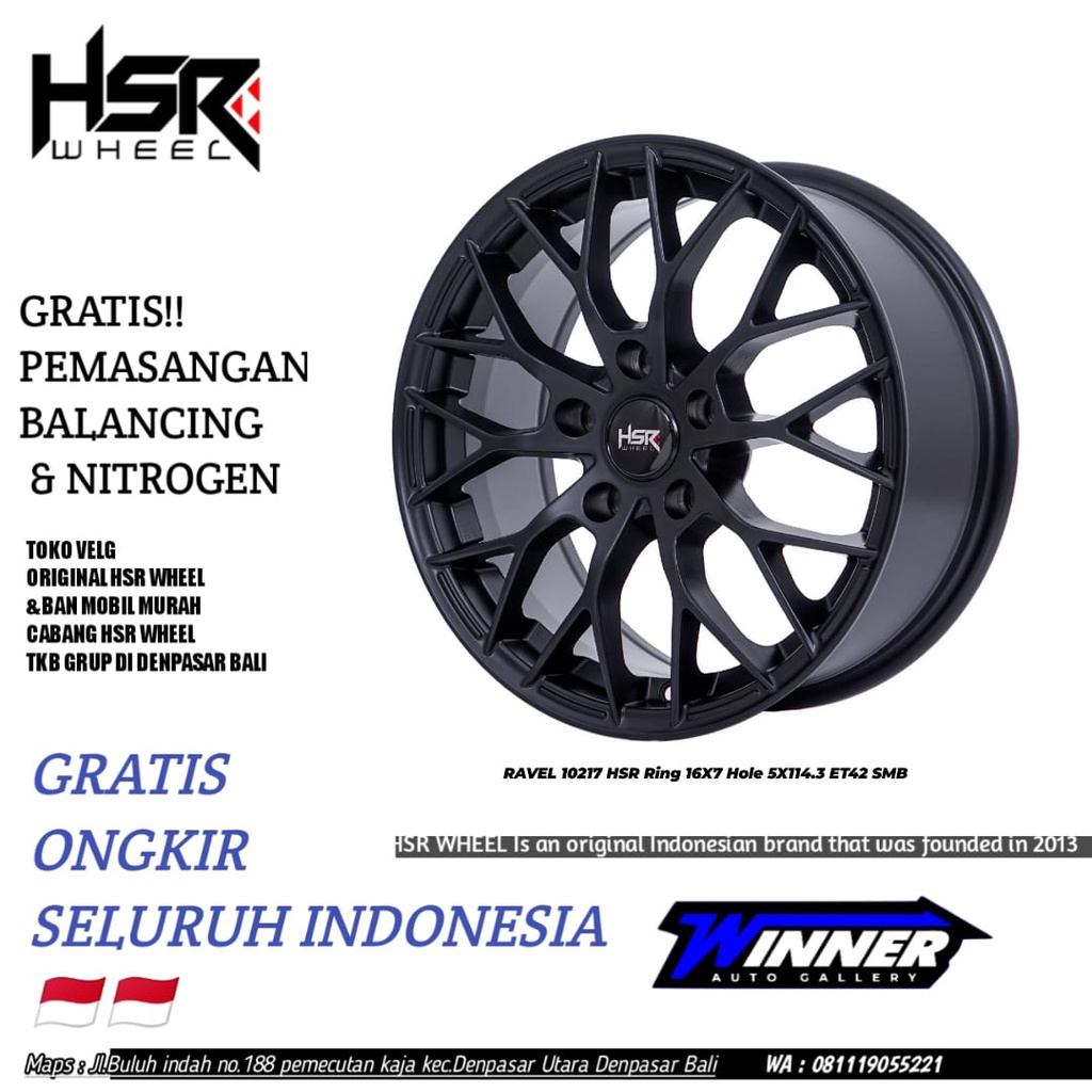 Velg Racing HSR Ring 16 Mobil Innova Ertiga Rush Terios - Warna Hitam