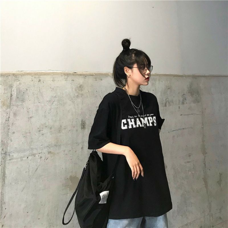 M - XXXXXL(6XL) Kaos CHAMPS BIGSIZE OVERSIZE Pria Wanita L XL 2XL 3XL 4XL 5XL Cotton Combed Korean Style T Shirt Jumbo