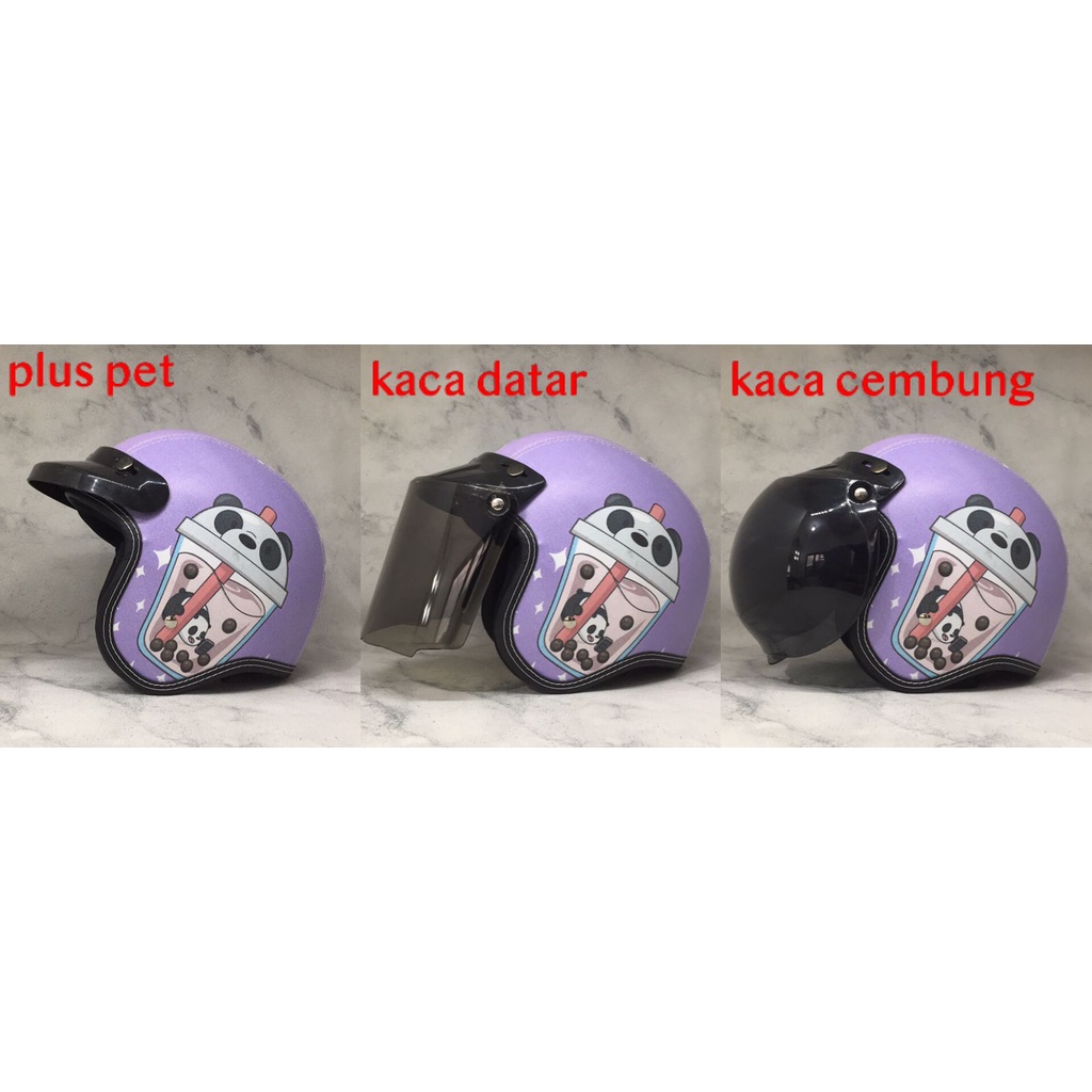 HELM BOGO RETRO FULL KULIT MOTIF KARTUN LUCU MURAH SNI