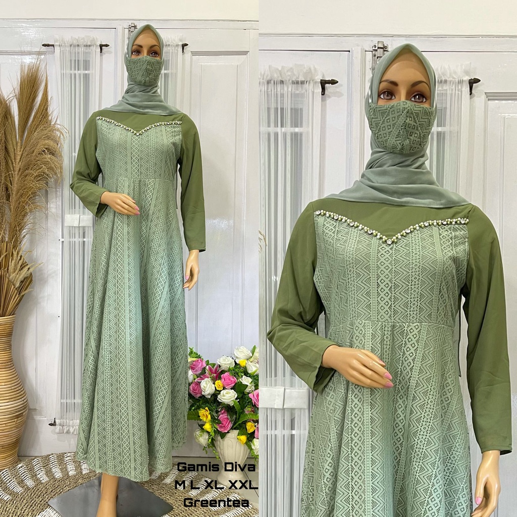 Permata Olshop / Gamis Diva JN / Kebaya Gamis Pesta Mewah / Baju Kondangan