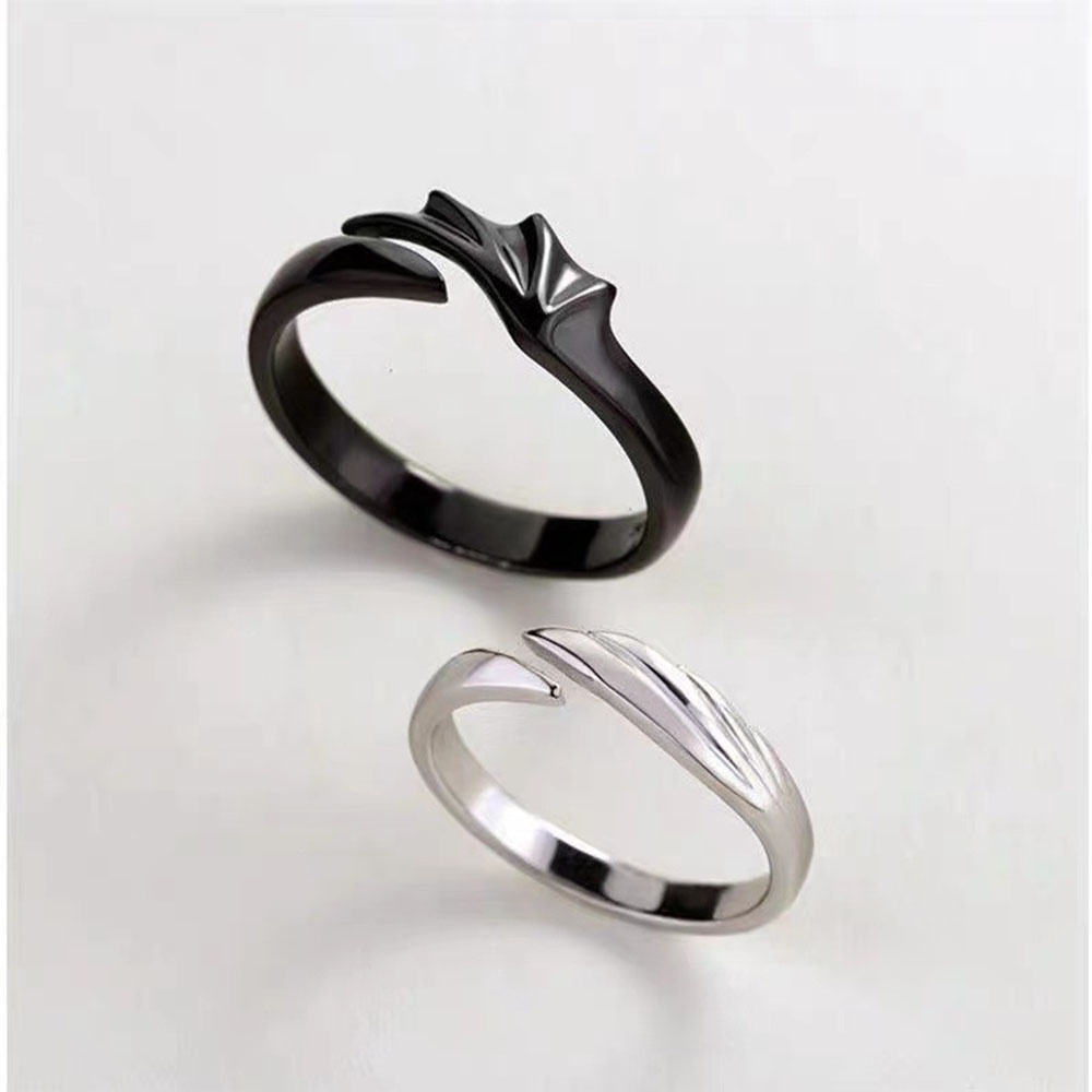 Cincin Model Terbuka Bahan Sterling silver 925 Desain Iblismalaikat Gaya punk adjustable Untuk Priawanita