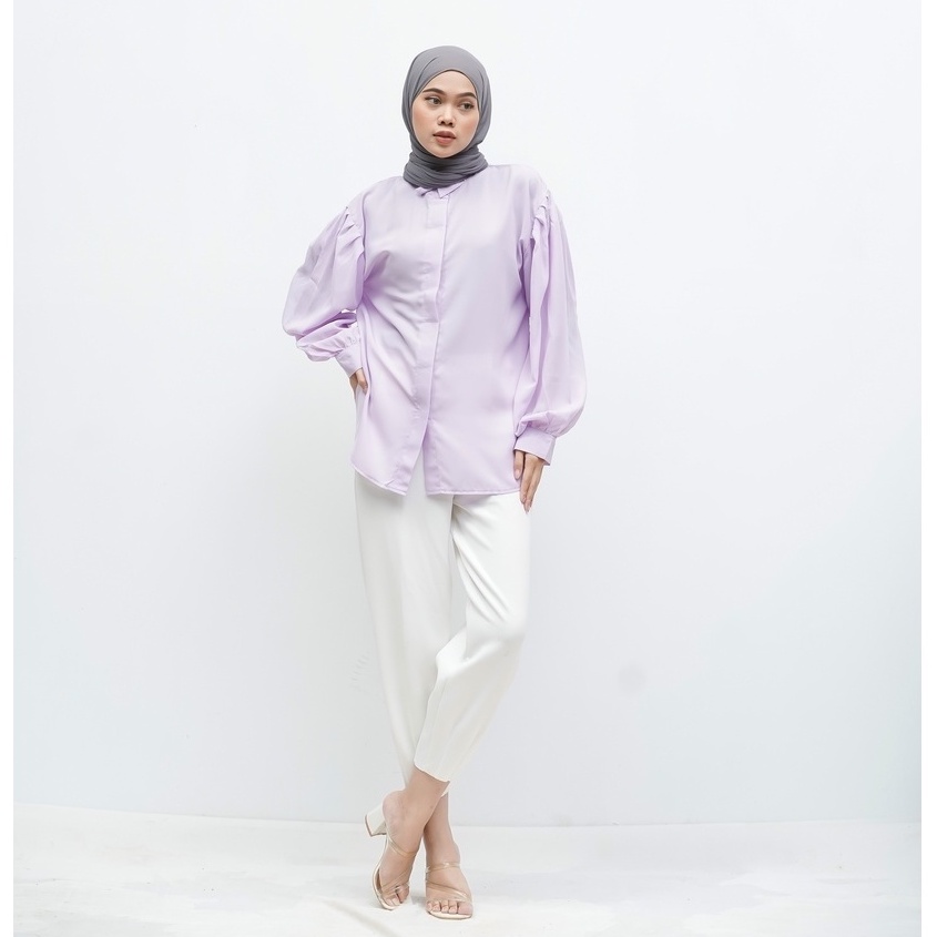 KEMEJA KATUN BLOUSE TANGAN BALON ORCHID PREMIUM DAILY OFFICE SHIRT B180 CO