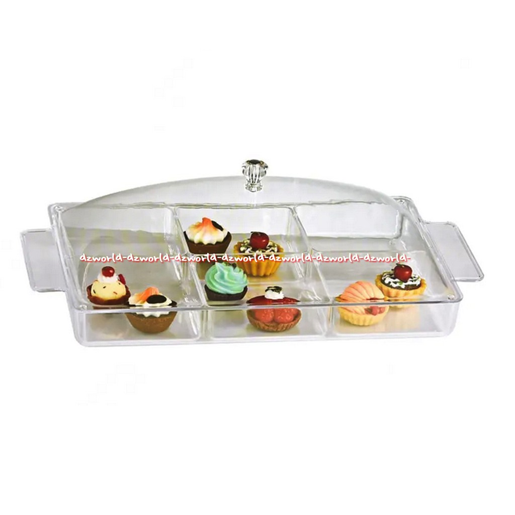 Krishome Cake Tray With Lid 6 Compartment Tempat Kue Transparan
