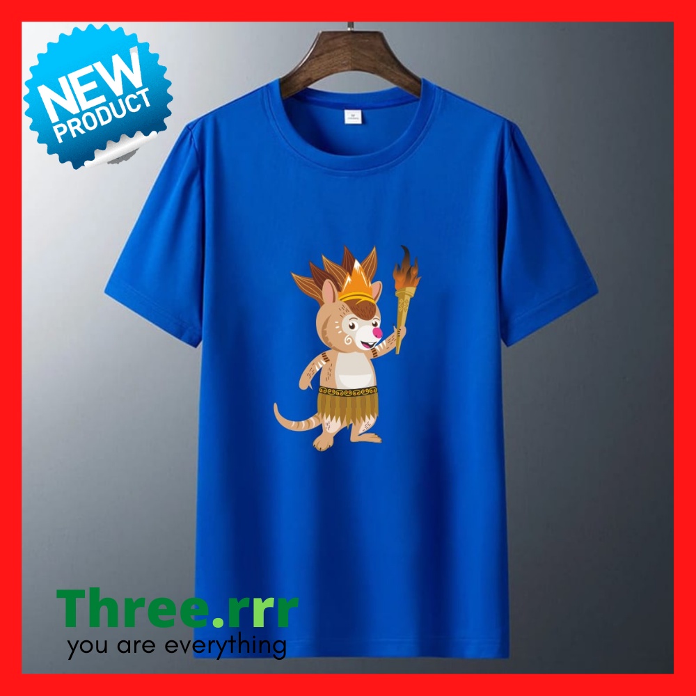 Baju kaos atasan pria wanita cowok cewek MASKOT PON PAPUA 2021 biru termurah tebaru terlaris